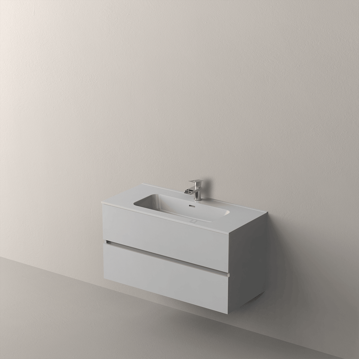 Conjunto mueble de baño Icon lacado blanco brillo con lavabo - NOFER