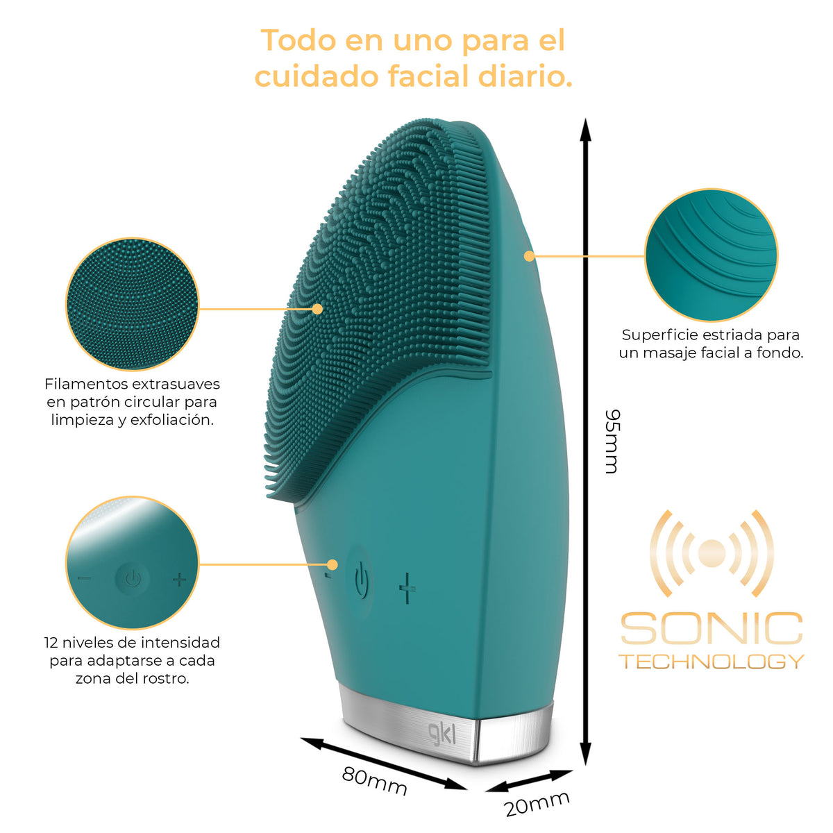 Limpiador facial ultrasónico Grunkel AZURETOUCH azul