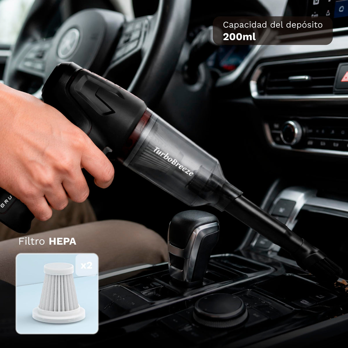 Aspirador de mano para coche Grunkel CARFORCE2