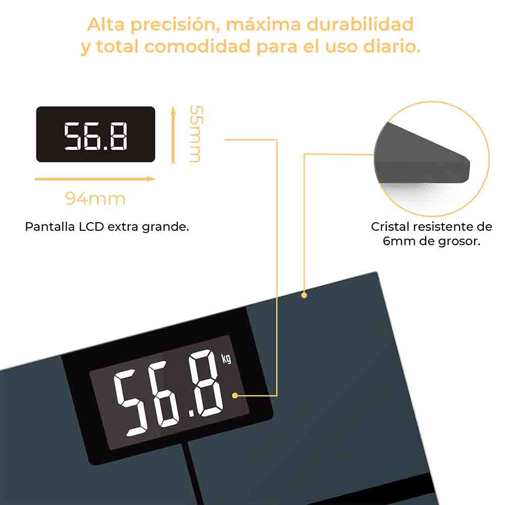 Báscula de baño digital Grunkel FITMAXBLACK negra