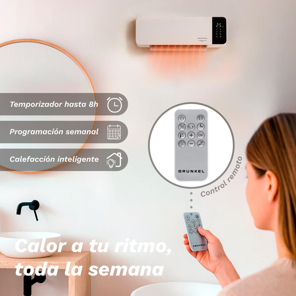 Calefactor cerámico de pared 2000 W Grunkel CF-2000WALL
