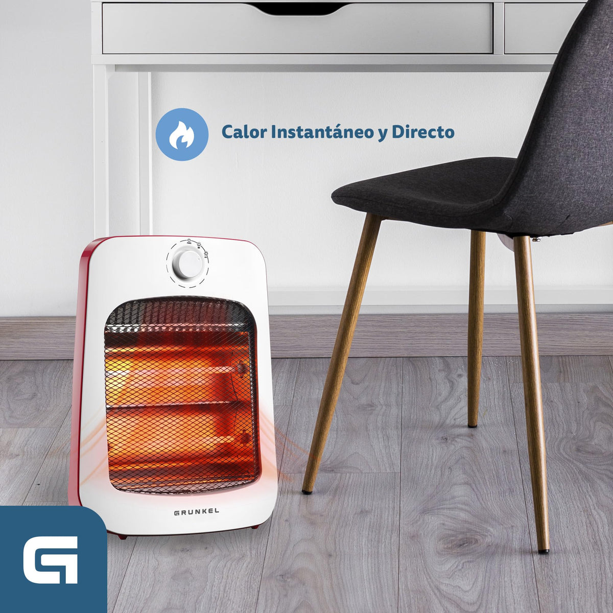 Estufa de cuarzo calefactor 800 W Grunkel CAL-3CUARTZ