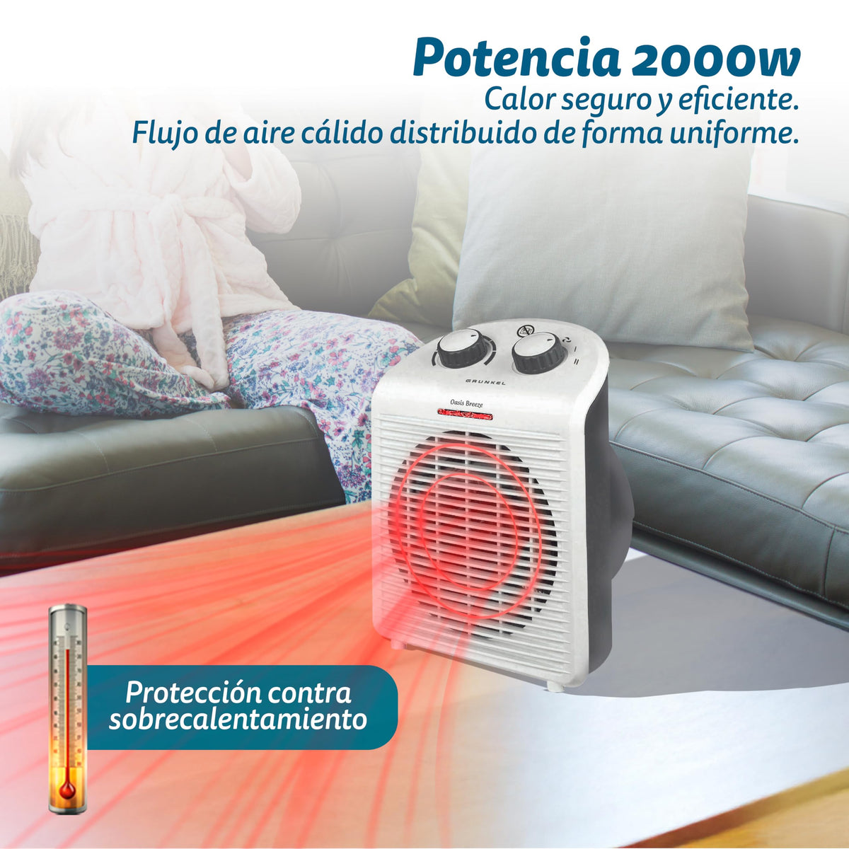 Calefactor termoventilador 2000 W Grunkel WB-2000PLUSBL blanco