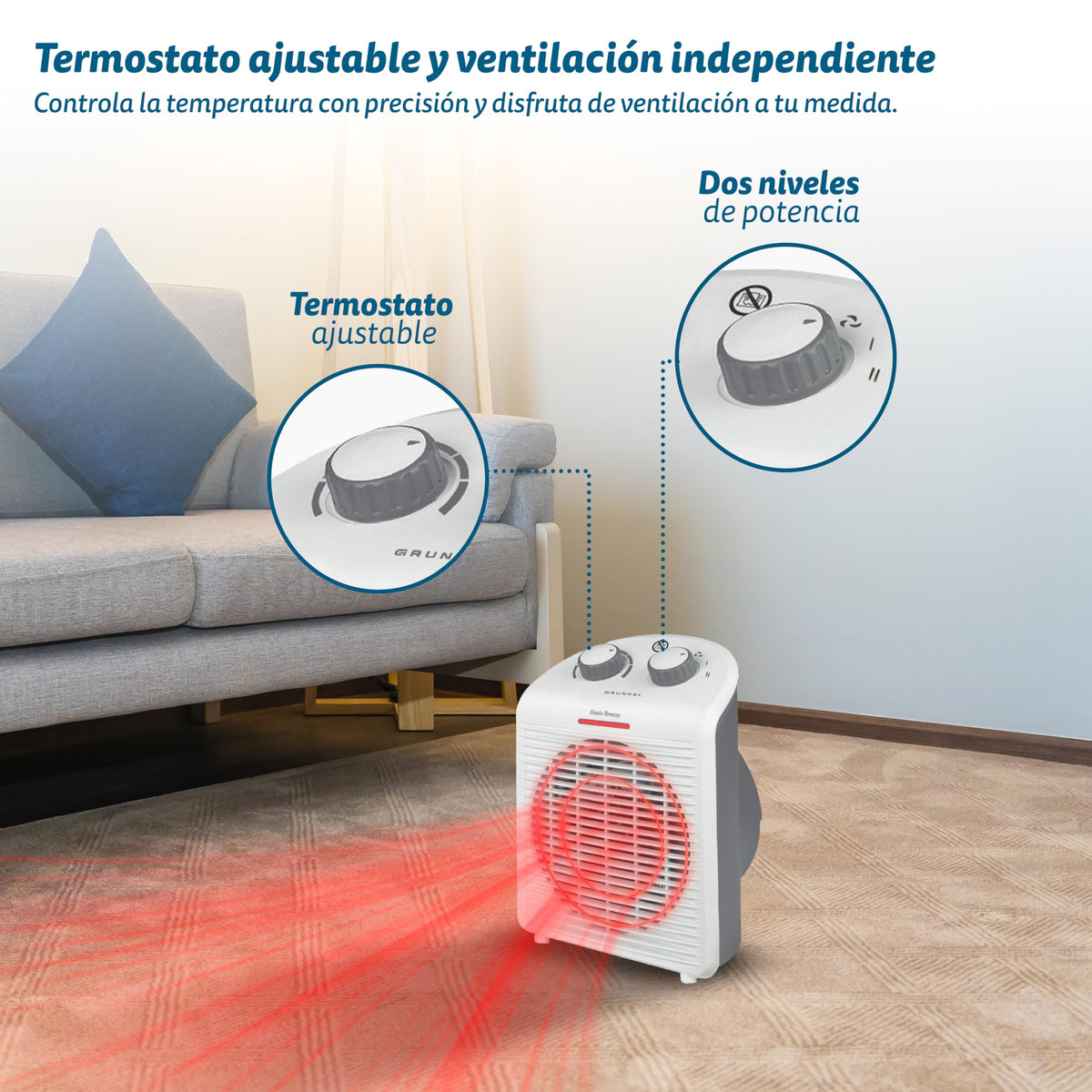 Calefactor termoventilador 2000 W Grunkel WB-2000PLUSBL blanco