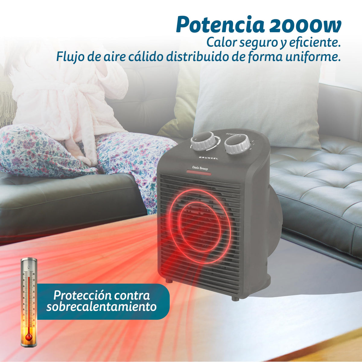Calefactor termoventilador 2000 W Grunkel WB-2000PLUSNG gris oscuro