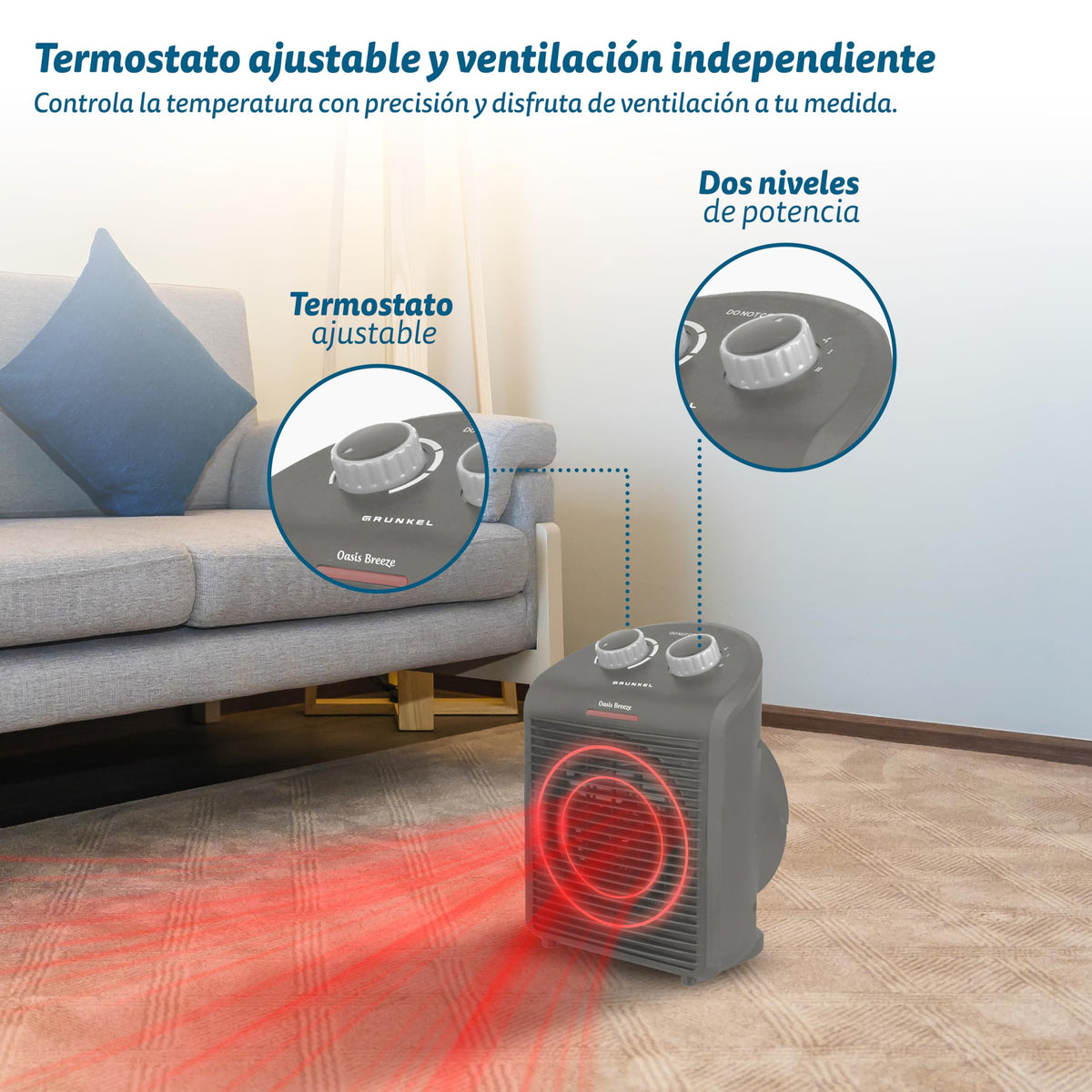 Calefactor termoventilador 2000 W Grunkel WB-2000PLUSNG gris oscuro