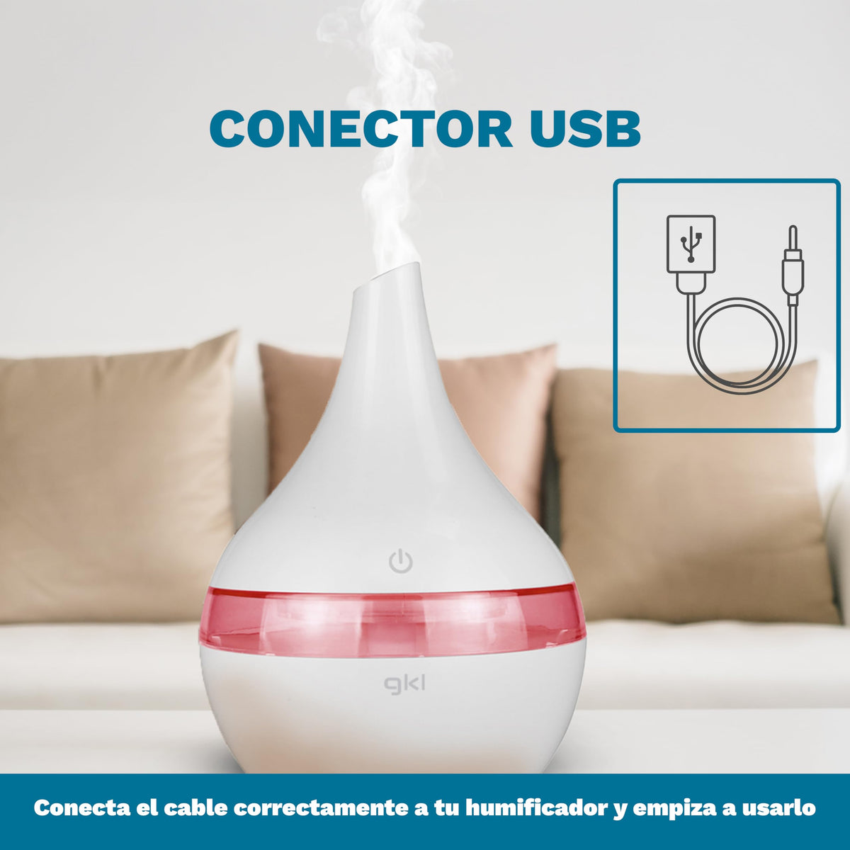 Humidificador difusor de aromas 300 ml Grunkel DIF-300B blanco