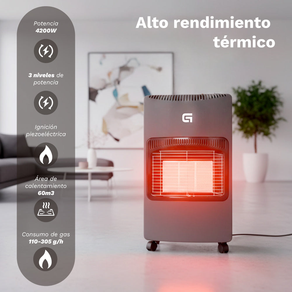 Estufa de gas butano cerámica 4200 W Grunkel CT-HEAT42
