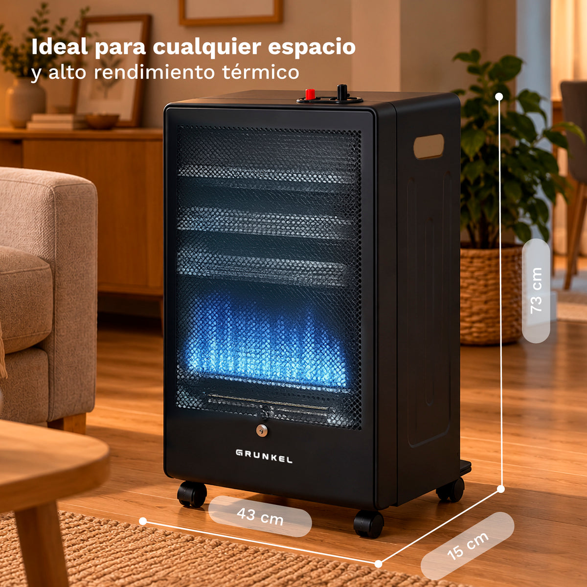 Estufa de gas butano llama azul 3800 W Grunkel CT-BLUEFLAME