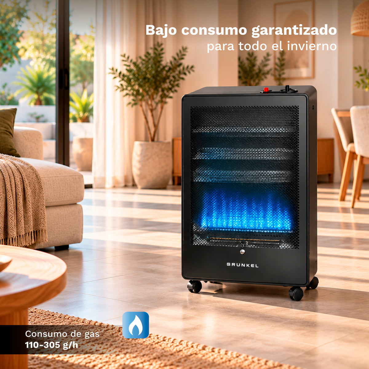 Estufa de gas butano llama azul 3800 W Grunkel CT-BLUEFLAME