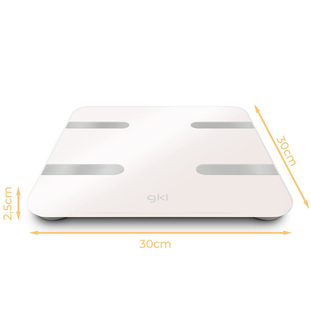 Báscula de baño inteligente con app Grunkel FITBLUE300WHITE blanca