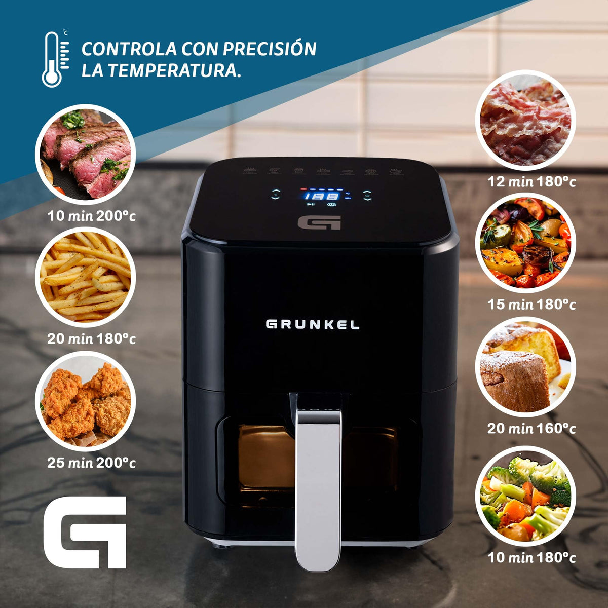 Freidora aire 4 L Grunkel BLACKEASYFRYER negra