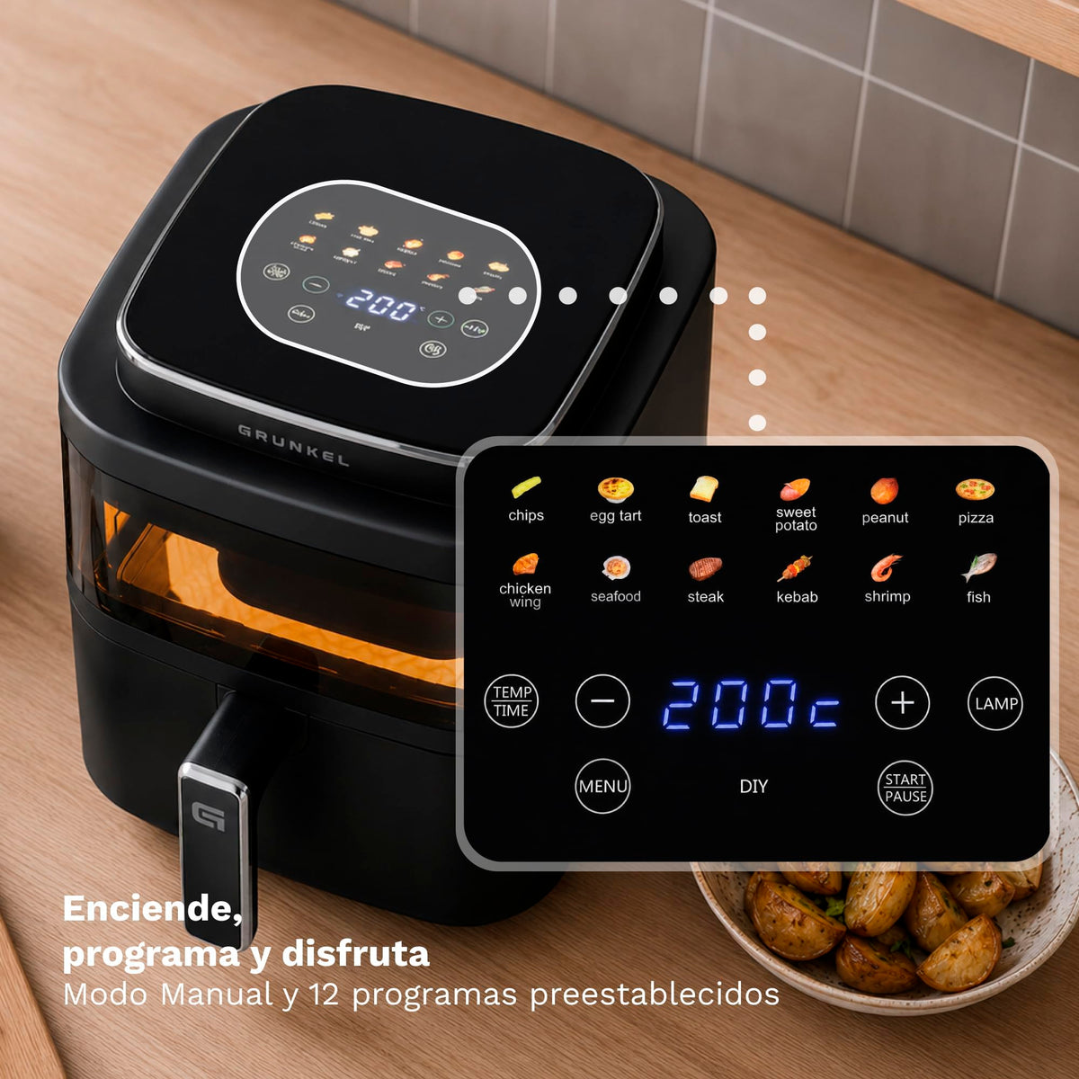 Freidora aire 6 L Grunkel BLACKLIGHTFRYER