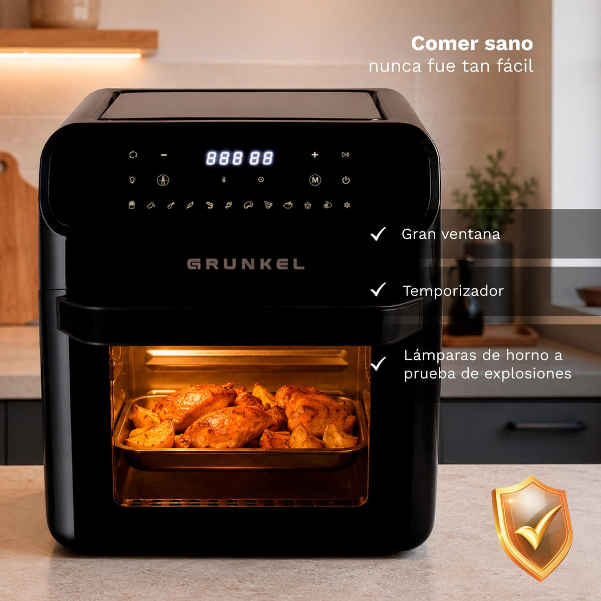 Freidora aire horno 12 L Grunkel BLACKFRYEROVEN negra