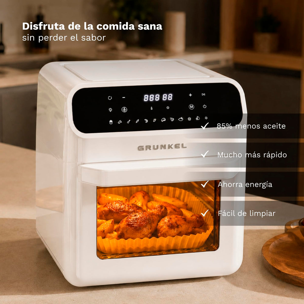 Freidora aire horno 12 L Grunkel WHITEFRYEROVEN blanca