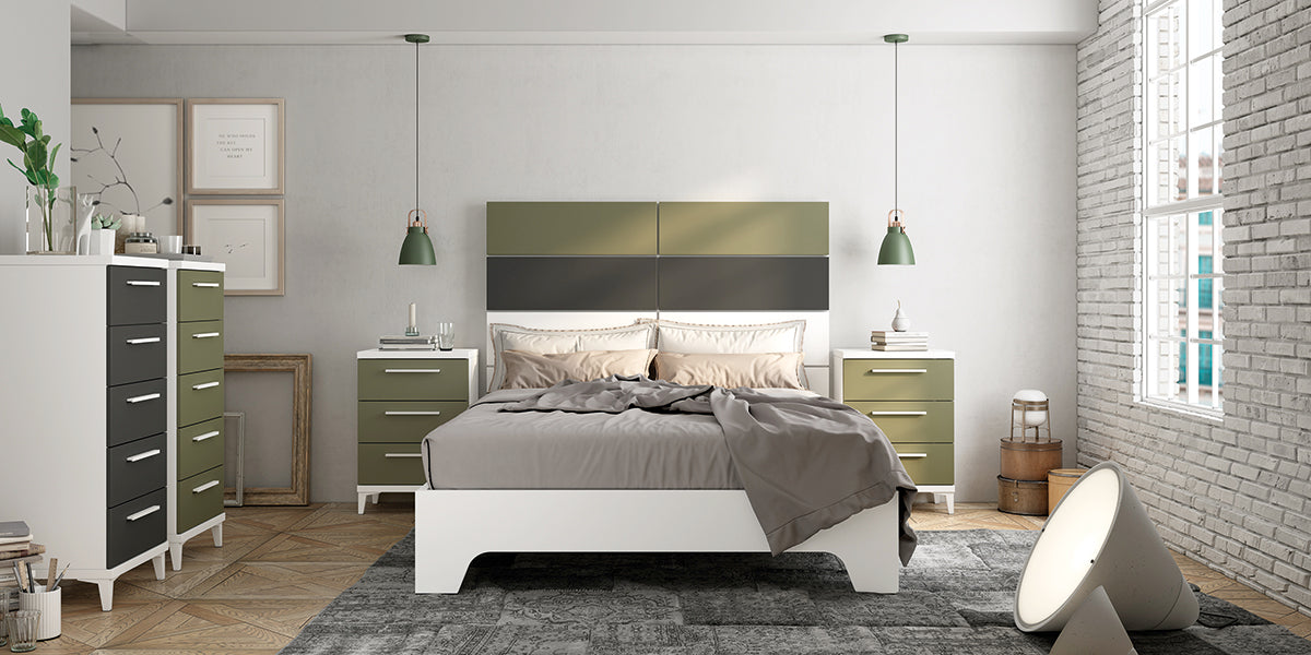 Cabezal GRECCO GHIO de Muebles Azor en Blanco/Oliva/Grafito (composición 9)