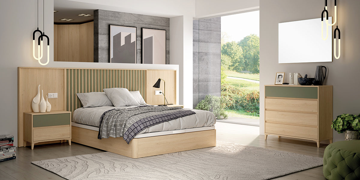 Cabezal MINIX GHIO de Muebles Azor en Roble/Oliva (composición 17)