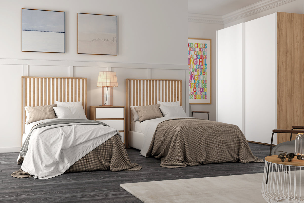 Cabezal MINIX GHIO de Muebles Azor en Nogal/Blanco (composición 18)