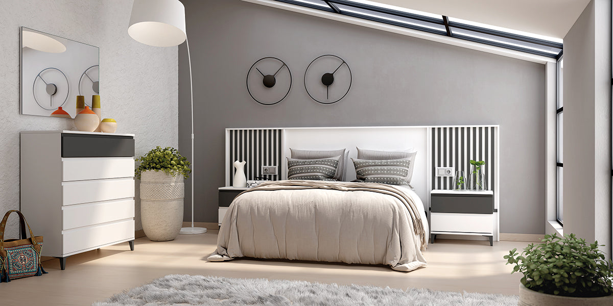 Cabezal ONE GHIO de Muebles Azor en Blanco/Grafito (composición 32)