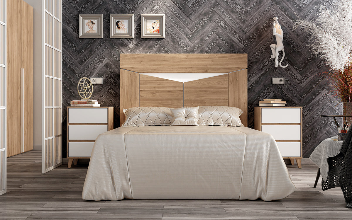 Cabezal WALL GHIO de Muebles Azor en Nogal/Blanco (composición 33)