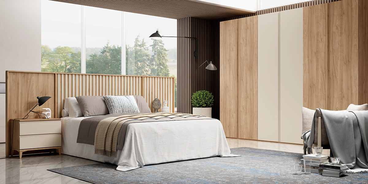 Cabezal MINIX GHIO de Muebles Azor en Nogal/Perla (composición 42)