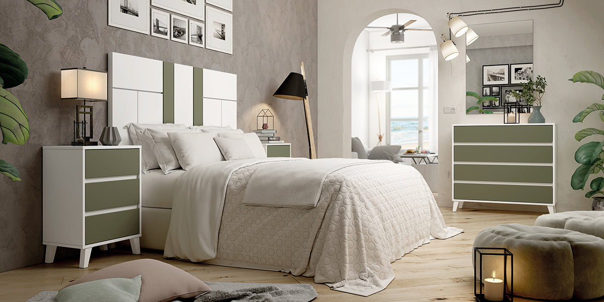 Cabezal STEP GHIO de Muebles Azor en Blanco/Oliva (composición 43)
