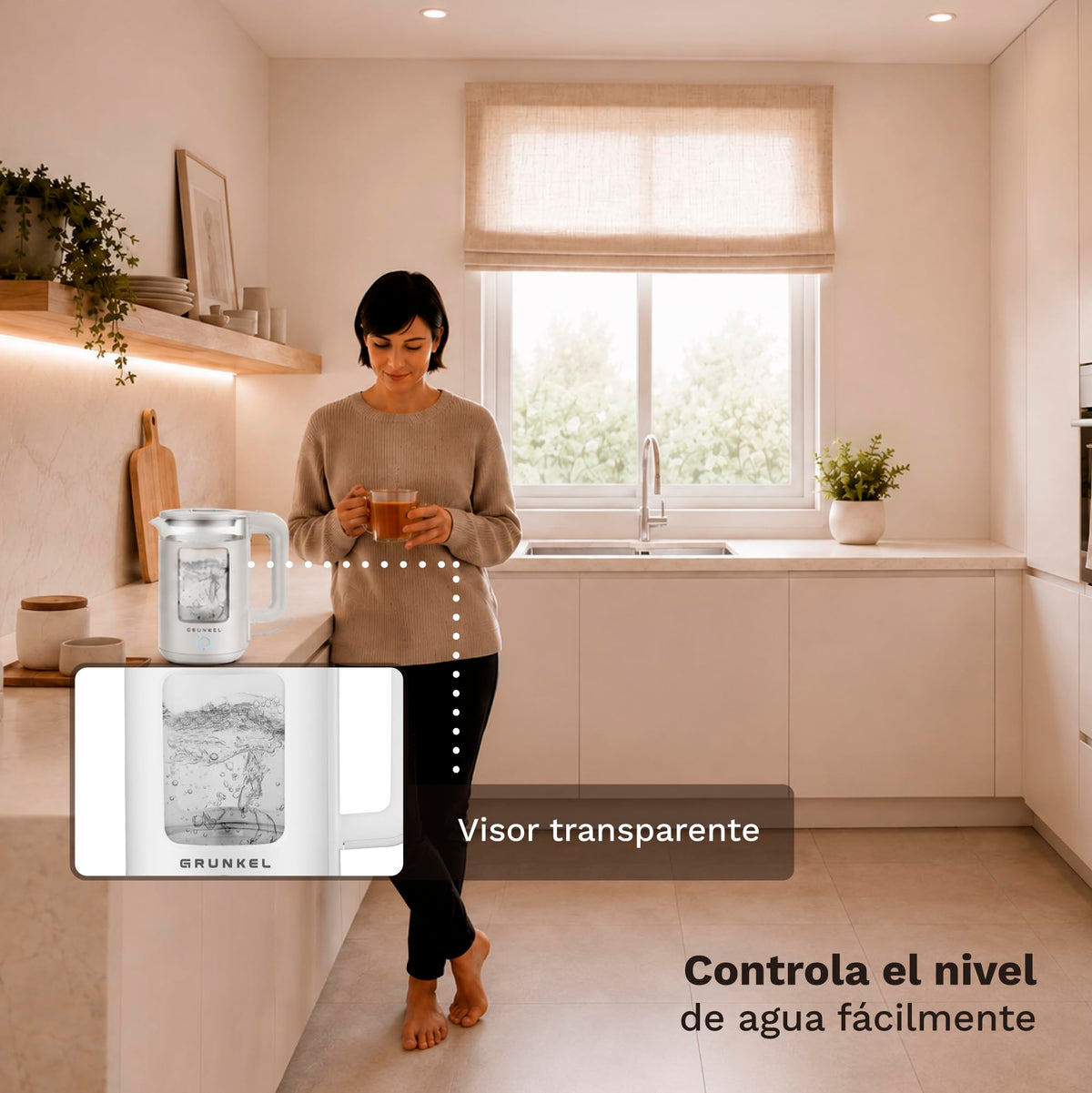 Hervidor de agua 1,8 L Grunkel HV-18CWPBL