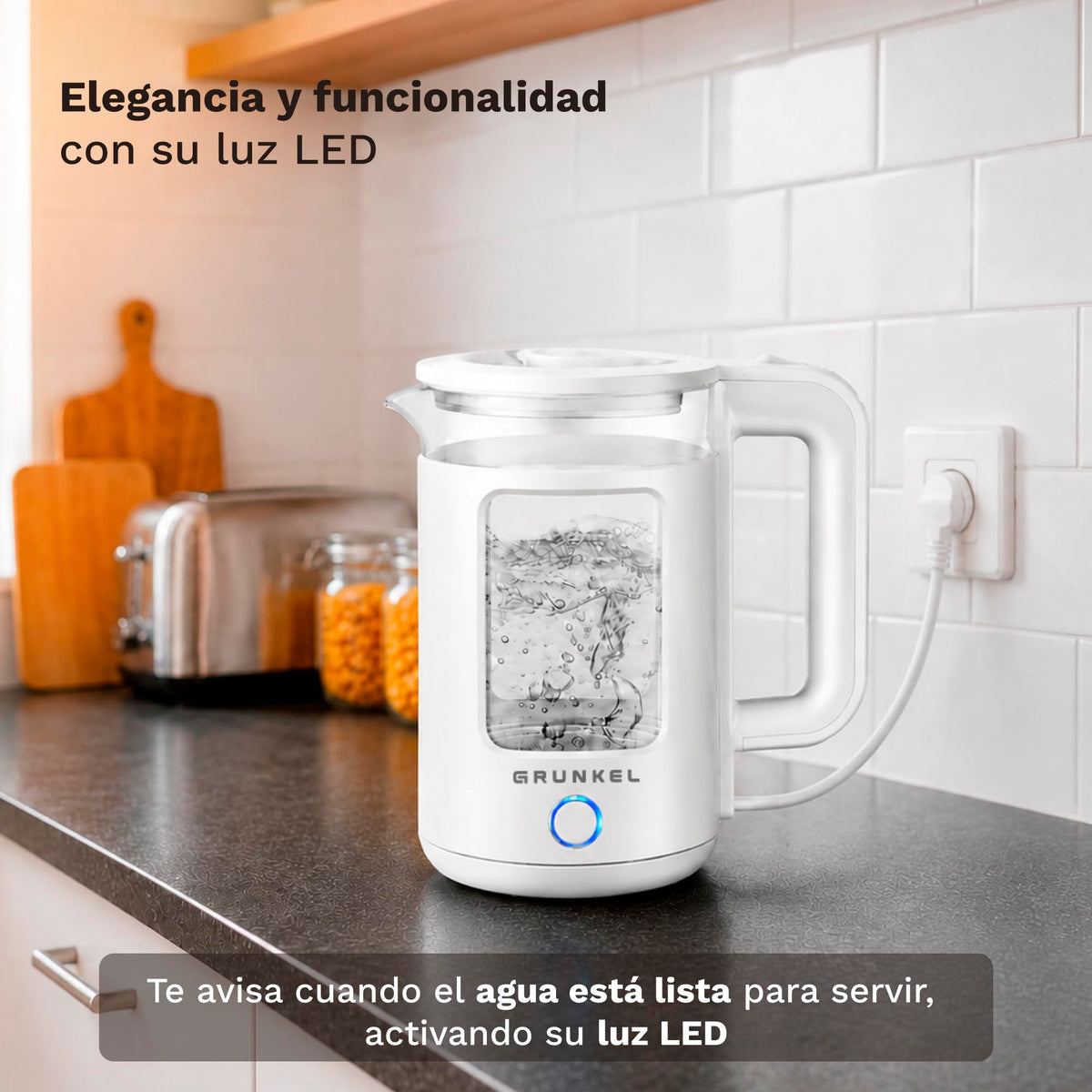 Hervidor de agua 1,8 L Grunkel HV-18CWPBL
