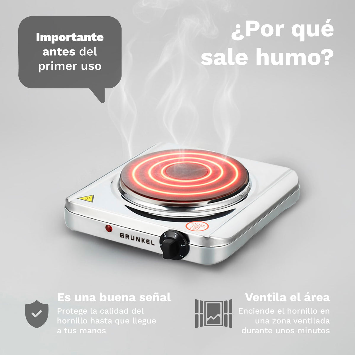 Hornillo eléctrico inoxidable Grunkel EHP-118INOX