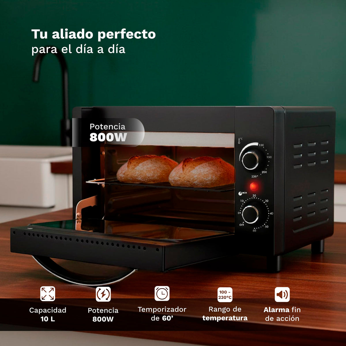 Horno de sobremesa mini de 10 L Grunkel HR-10MINI