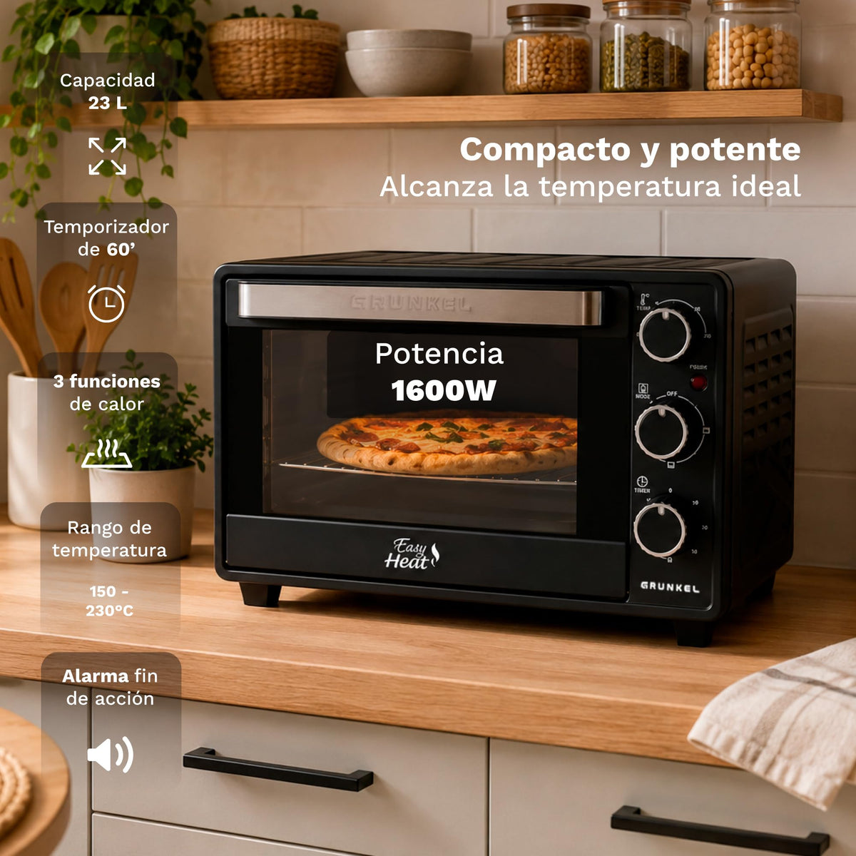 Horno eléctrico de sobremesa de 23 L Grunkel HR-23EASY