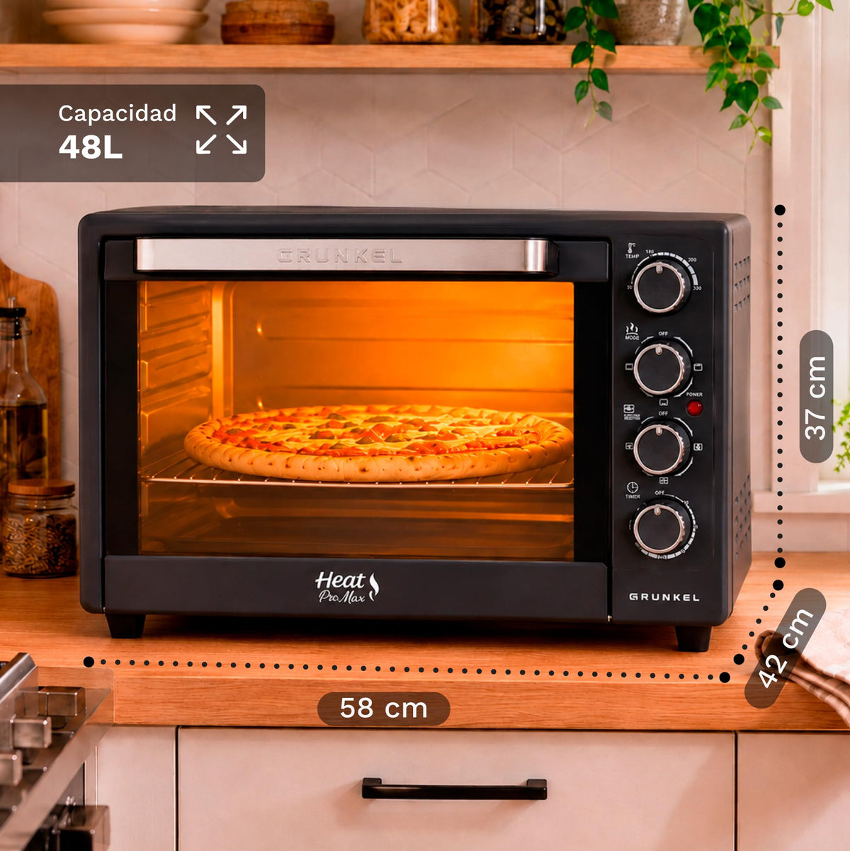 Horno eléctrico de sobremesa de 48 L Grunkel HR-48PROMAX