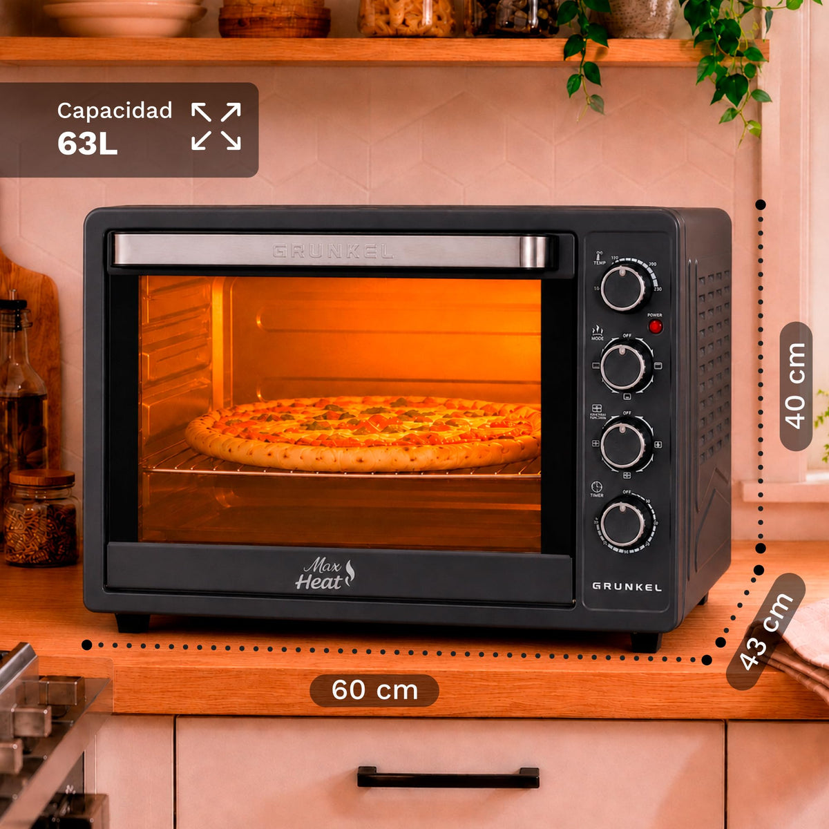 Horno eléctrico de sobremesa de 63 L Grunkel HR-63MAX