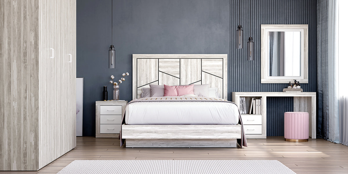 Cabezal DUETO JORDAN evo de Muebles Azor en Artic/Soul Blanco (composición 7)