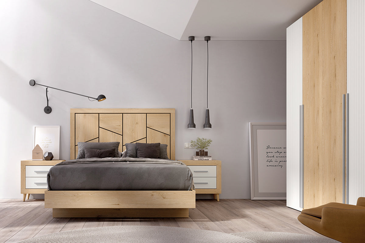 Cabezal DUETO JORDAN evo de Muebles Azor en Roble/Soul Blanco/Lined Blanco (composición 20)