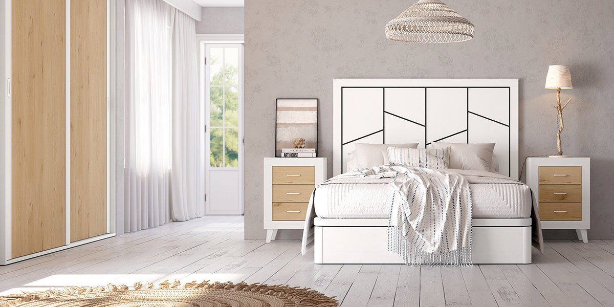 Cabezal DUETO JORDAN evo de Muebles Azor en Soul Blanco/Roble (composición 34)