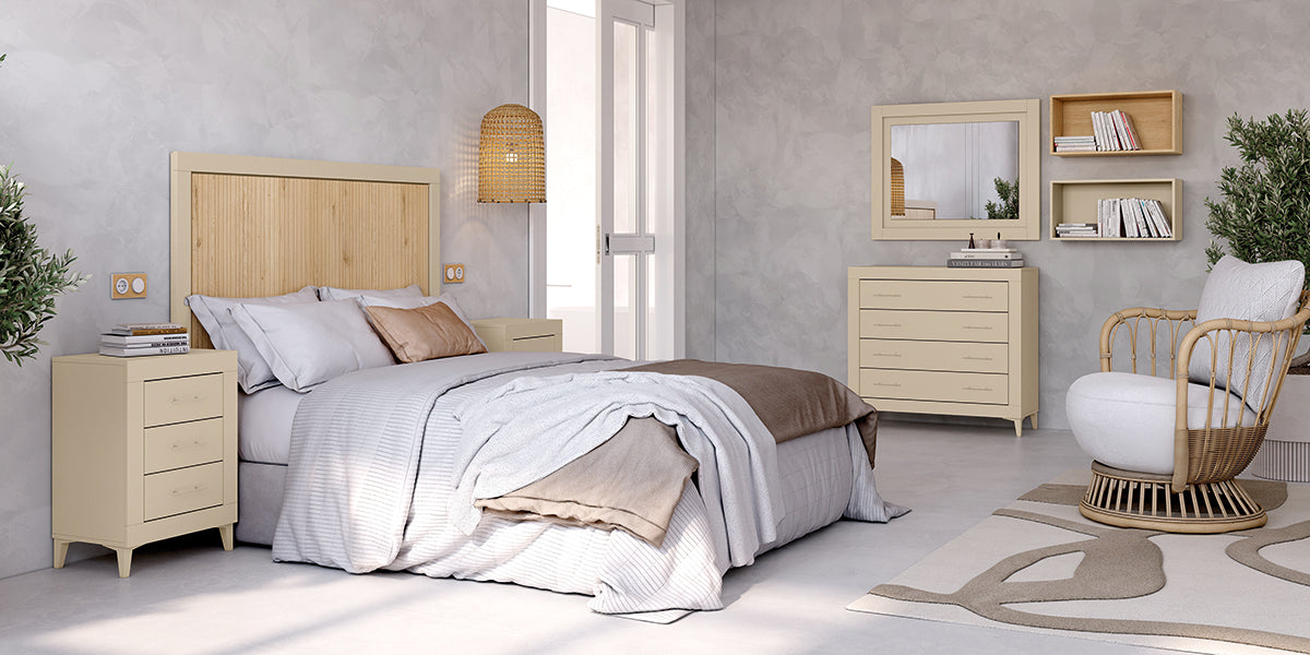 Cabezal KANE JORDAN evo de Muebles Azor en Perla/Lined Roble/Roble (composición 53)