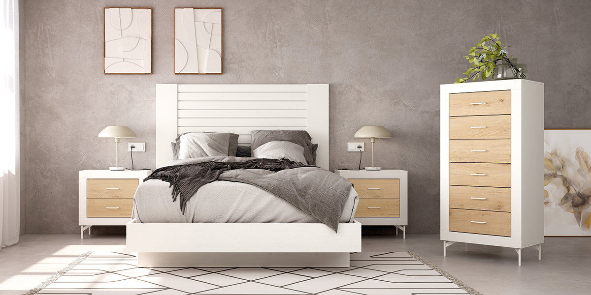 Cabezal XERA JORDAN evo de Muebles Azor en Soul Blanco/Roble (composición 55)