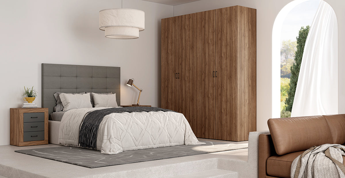 Cabezal ATRIUM JORDAN evo de Muebles Azor en Java/Grafito/Polipiel Gris (composición 57)