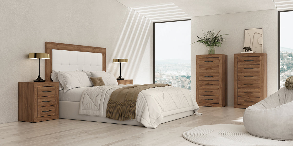 Cabezal SCARLET 135/150 JORDAN evo de Muebles Azor en Java/Polipiel Blanca (composición 67)