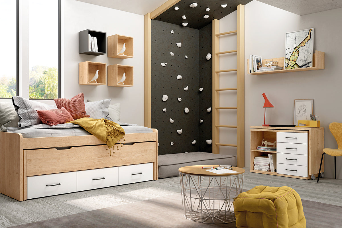 Mesa giratoria IZQUIERDA de Muebles Azor, colección juvenil LIDER go, en el dormitorio L204