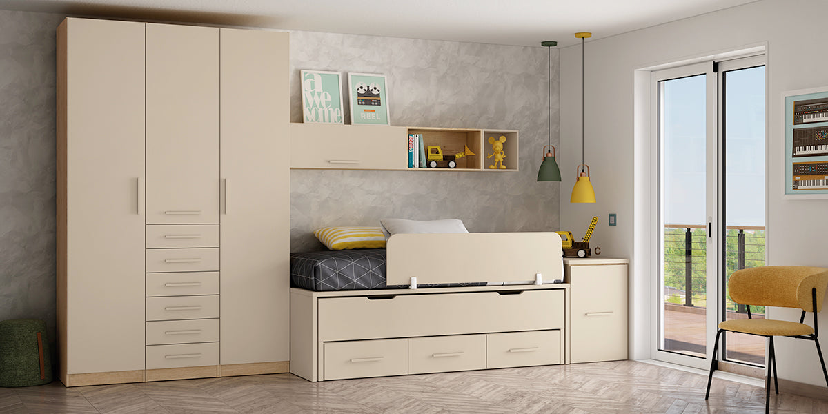 Dormitorio juvenil LIDER go L209 de Muebles Azor, ambiente de referencia para armario 6 puertas alto 238,5 cm