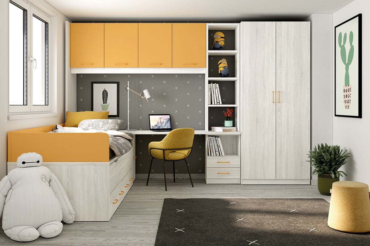 Lado unión para altillo puente alto 238,5 cm de Muebles Azor, colección juvenil LIDER go, en el dormitorio L213