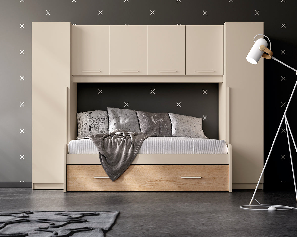 Altillo puente de 4 puertas de Muebles Azor, colección juvenil LIDER go, en el dormitorio L232