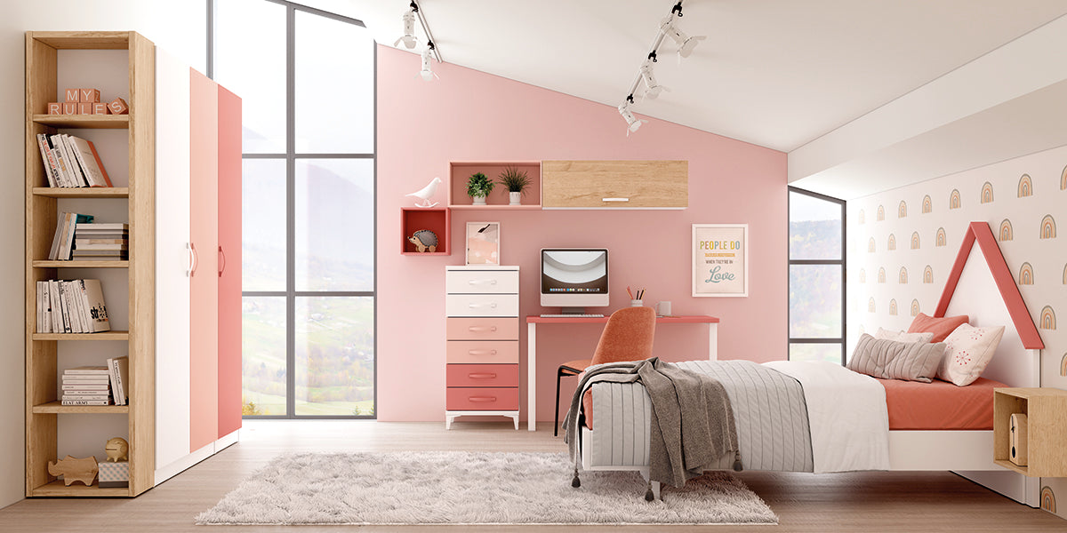 Trasera para estantería de 218,5x54 de Muebles Azor, colección juvenil LIDER go, en el dormitorio L248