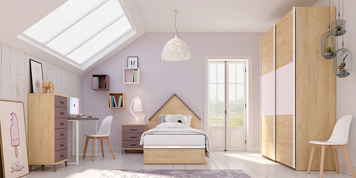 Dormitorio juvenil LIDER go L252 de Muebles Azor, ambiente de referencia para xifonier 6 cajones c/tacos