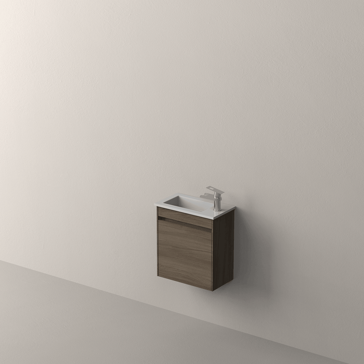 Mueble lavamanos Mini madera Nut con lavabo - NOFER