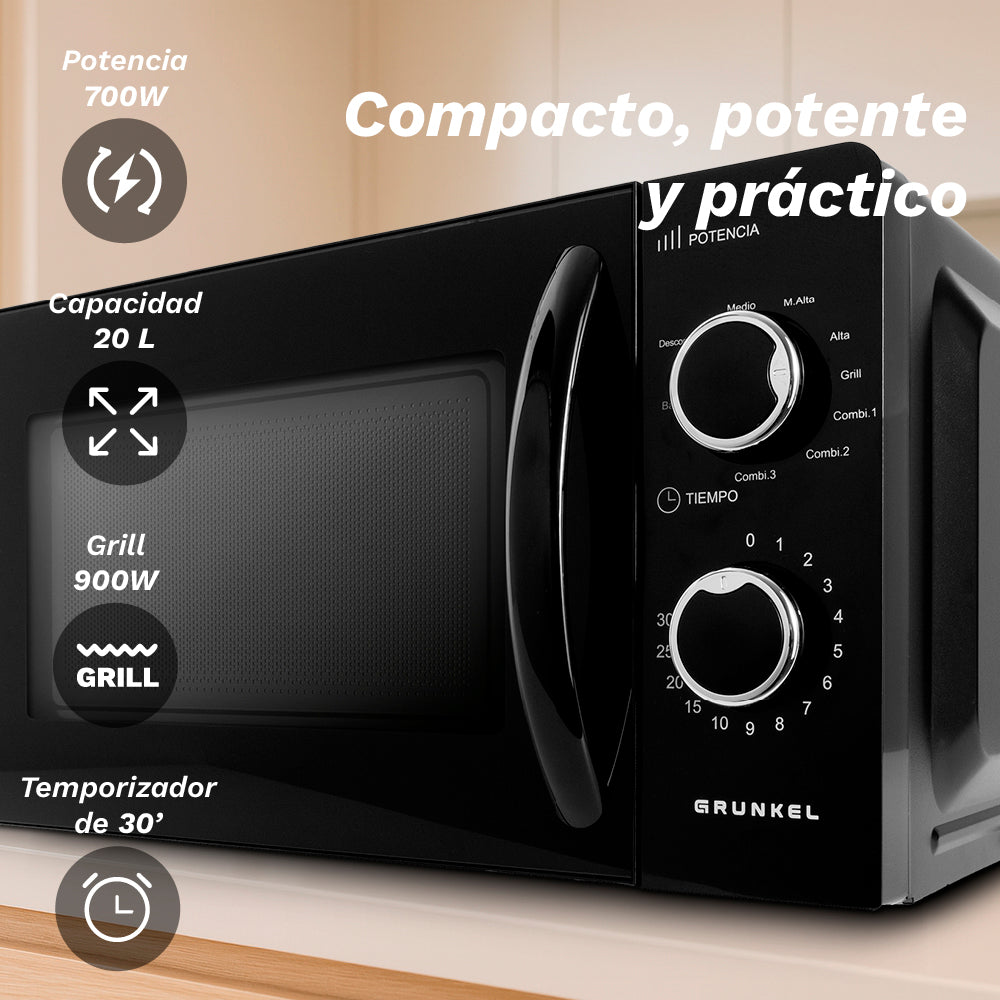 Microondas con grill 20 L Grunkel MWG-20NG