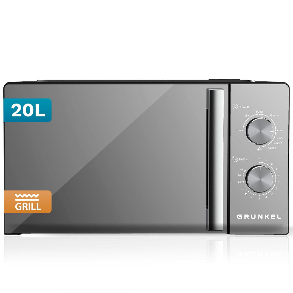Microondas con grill 20 L Grunkel MWG-20ESPEJO