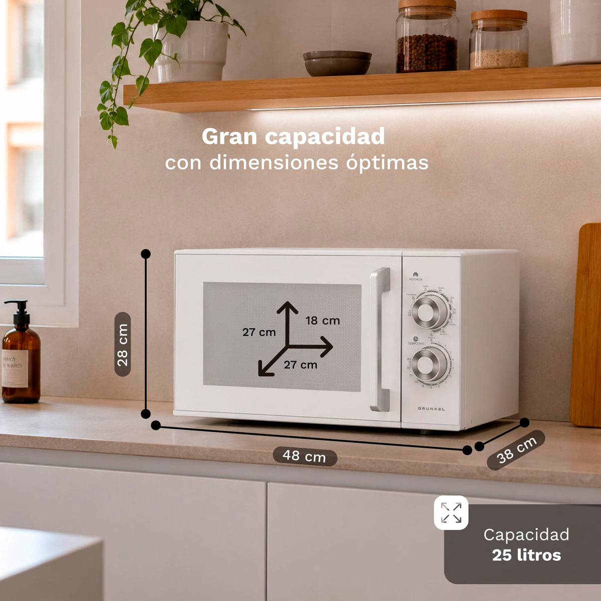 Microondas con grill 25 L Grunkel MWG-25MG